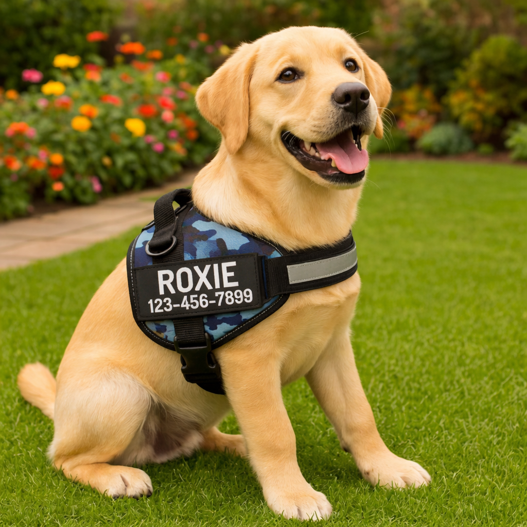 Personalized Reflective Dog Harness – Adjustable, Customizable with Name and Phone Number