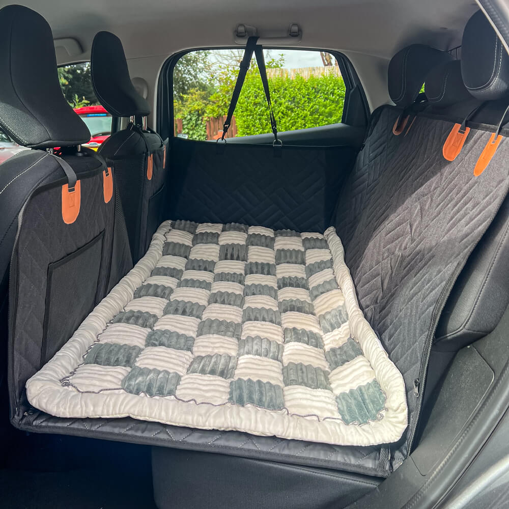 Padded and Washable Car Dog Bed – Non-Slip Base with Seat Extender (Supports up to 127kg)