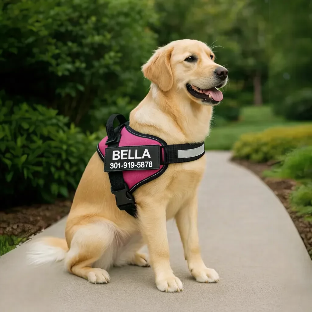 Personalized Reflective Dog Harness – Adjustable, Customizable with Name and Phone Number