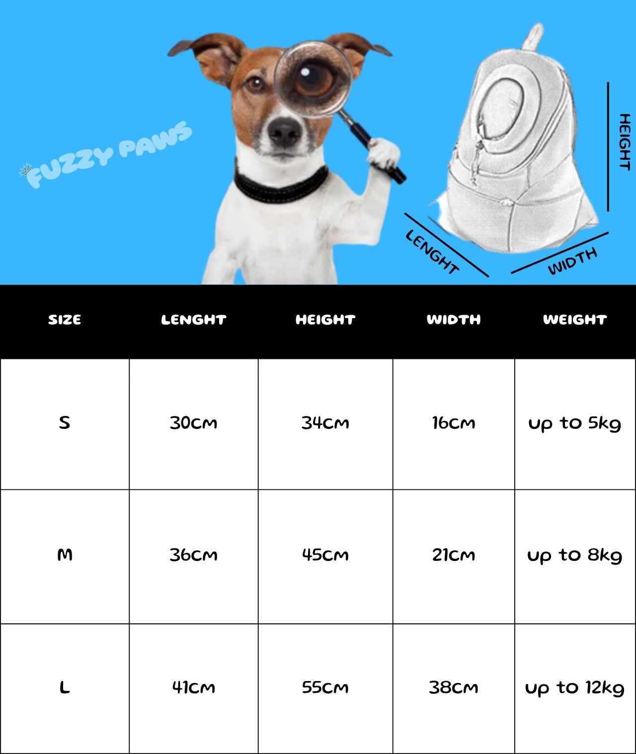 Dog Carrier Backpack – Adjustable, Front and Back Carry, Up to 12kg