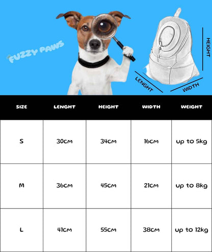 Dog Carrier Backpack – Adjustable, Front and Back Carry, Up to 12kg