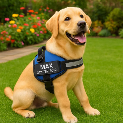 Personalized Reflective Dog Harness – Adjustable, Customizable with Name and Phone Number